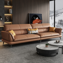 New Italian leather sofa first layer cowhide modern simple leather sofa living room small apartment straight sofa light luxury