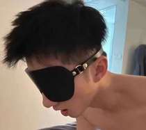 Mens glossy leather black eye mask selfie abstinence eye mask adult shading sleep decompression eye mask