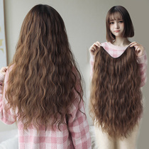 Real hair wig female long curly hair corn hot uv type one piece 60 no trace hair extension