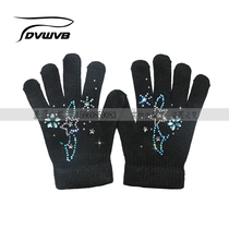 Miss shy figure skating wool gloves multi-color hot drill series to keep warm