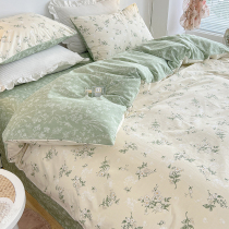 Broken Flowers Pure Cotton 100 Bed Four Pieces Of Full Cotton Small Fresh Quilt Cover Bed Linen Three Sets Dormitory Bed Bamboo Hat 4