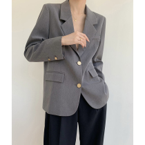 CHICROOM grey suit jacket female spring autumn casual advanced covetcy small western suit jacket straight drum small suit