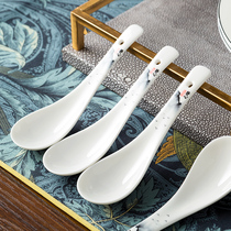 Tangshan bone porcelain tableware simple spoon long handle drink spoon porcelain spoon household ceramic small spoon big soup spoon spoon spoon spoon spoon