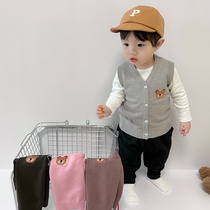 Spring Autumn Season Baby Knit Waistcoat for male and female 100 hitch wool Pure Cotton Vest Baby Out of Cartoon Kan Shoulder Cardion