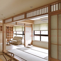 Shengtang and room barrier door small grid door Japanese sliding door barrier Pine solid wood tatami bar door