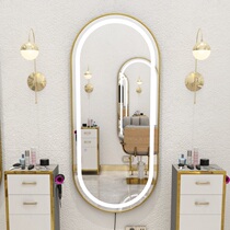 Hairdressing shop single-sided wall mirror Oval Net Red Barber shop mirror table high-end wall-mounted hair salon hairdressing mirror