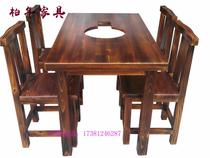 Factory direct marble carbonized solid wood table and chair combination gas stove induction cooker hot pot shop anti-corrosion new product kit