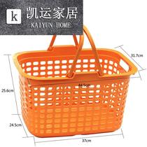 Promotional hot sale tow basket plastic blue portable large rectangular shopping basket Supermarket shopping trolley monitor storage
