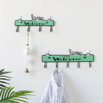 Creative entry door entrance wall hook wrought iron wooden key holder Door wall decoration ins damper rear wall hanging