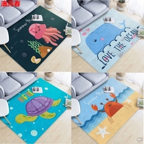  Childrens cartoon floor mat Blue dolphin male and female baby cute crawling mat Bedroom room bedside mat Home doormat