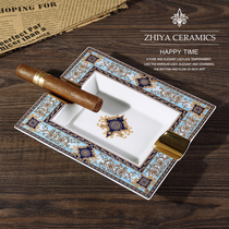 Retro ceramic ashtray creative high-end large home living room decoration European cigar ashtray