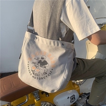 OK small crowddesign American retro Moto locomotive Sail Cloth Bag for male and female inclined satchel with large capacity 2022 spring and summer package bag