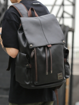 2021 new shoulder mens backpack solid color Japanese and Korean English style simple waterproof soft surface large capacity computer travel bag