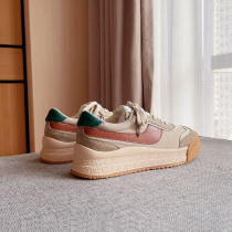 Amys green apricot-colored European station niche color-style shoes womens round head delicate casual lace-up flats