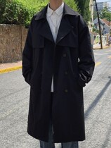 Hong Kong Tide brand spring and autumn new tooling windbreaker men Korean trend loose casual large size long coat