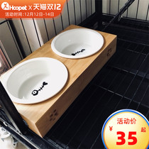 Cat Bowl Double Bowl Protected Cervical Rice Basin Ceramic Cat Food Basin Stainless Steel Dog Bowl Pet Dining Supplies