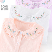 Multibrilliant house girl shirt pure cotton spring clothing 2022 new children shirt long sleeve foreign air big child lace blouses
