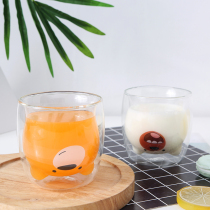 Glass double insulation Cup cute Net Red Girl heart sprout panda white bear naive glass creative Cup