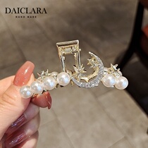 Korean hair accessories metal grab clip back of the head simple temperament rhinestone hairclip female middle number half tie hair catch shark clip