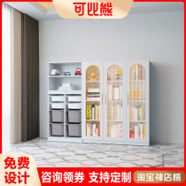 Comparable bear solid wood children bookcase dust long iridescent glass door arched bookshelf floor shelve toy containing cabinet