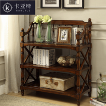 American full solid wood shelving floor small book shelf multilayer European style Xuanguan storage rack home living room decoration shelf