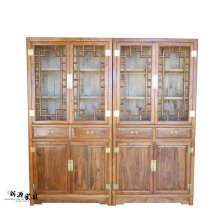 Fragrant camphor wood 2 doors overall composition bookcase with glass full solid wood bookshelf living room lockers log book closet