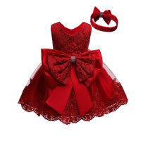 Girl dress dress puffy princess dress Full Moon Birthday Big Bow Embroidered childrens baby dress
