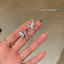 Temperament Sparkling Butterfly Fluo earrings Light and luxurious Ears No Ear Clip Design Sensation Superior Ear Accessories Woman