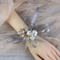 Magnolia beautiful pearl wrist flower hipster wedding ceremony bridal bridesmaid group hand flower meeting bracelet