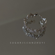 SUGAR fashion personality super fairy Sen line net red niche design butterfly zircon open ring female adjustable