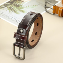 Student leather belt Childrens student belt two-layer leather girls  childrens pants belt performance British college style