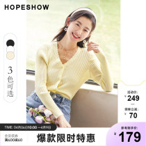 Red Cuff Yellow Knit Cardiovert Summer 2022 New Womens Loaded Wave V Collar Sweet and thin 100 Lapped Temperament Blouse