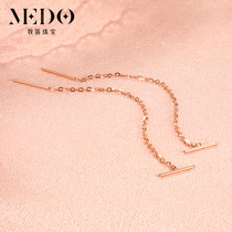 Word-ear line female 18K rose gold Pole Jane flow Suewear Long style Ins Wind Daily 100 lap au750 No allergies