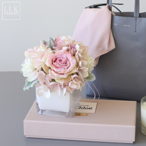 ladylike fake flower simulation silk rose hydrangea combination set desktop ornaments home soft decoration