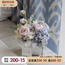 ladylike rose hydrangea artificial flower silk flower glass bottle set combination bedroom floral ornaments