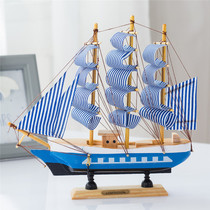 Mediterranean wooden small sailing boat model props ornaments decorative wood products handmade Smooth Sailing Simulation boat