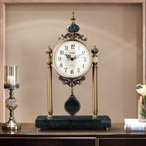 European-style light luxury metal clock living room home pendulum clock desktop ornaments creative atmosphere sitting clock Silent desktop clock