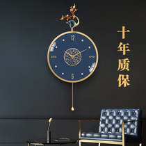 New Chinese enamel leather wall clock home fashion mute color deer decorative clock living room atmosphere light luxury clock