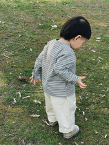 AMM1 2022ss spring plaid round collar shirt day department male and female child long sleeve shirt