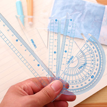 Student cute color transparent sleeve ruler childrens drawing ruler triangle ruler protractor four-piece set