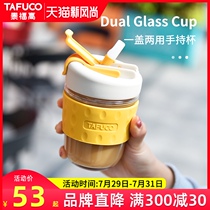 Japan Taifu high glass cup Portable coffee cup Female summer cute cup with straw cup Large capacity tea cup