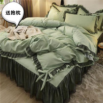 Net red ins four-piece set Cotton pure cotton girl heart Princess wind spring and summer bedding bed skirt sheet duvet cover
