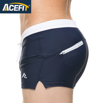 ACEFIT mens swimming trunks fashion pocket flat corner hot spring swimming trunks mens swimsuit has Plus Size
