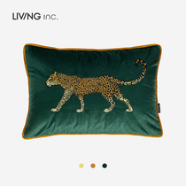 LIVING inc leopard embroidered velvet pillow light luxury model room LIVING room Pillow sofa cushion Net Red