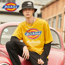 DickiesLOGO printed fake two-piece crew neck sweater mens autumn new cotton wool ring cloth top 9592