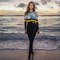 Korean zipper long sleeve sunscreen split swimsuit female male full body conjoined size couple waterproof female clothing floating diving suit