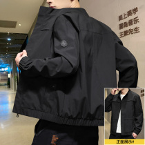 Mens coat 2021 Spring and Autumn New Stand Collar Korean trend handsome slim fit autumn casual jacket jacket