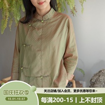 Spring and autumn silk on the new Chinese style improved cheongsam top female Chinese style buckle Tang dress retro loose womens clothing