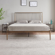 Nordic Iron Art Bed Carbonin Steel 1 8 m 1 5 m Small Family Type Double Master Bedroom Yellow Ancient Bronze Color Metal Light Lavish Iron Bed