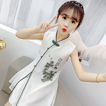 Girls qipao dress with dress and summer clothes 2022 new children China Wind Down dress Improved Han clothes foreign air China Chauga Tide Skirt